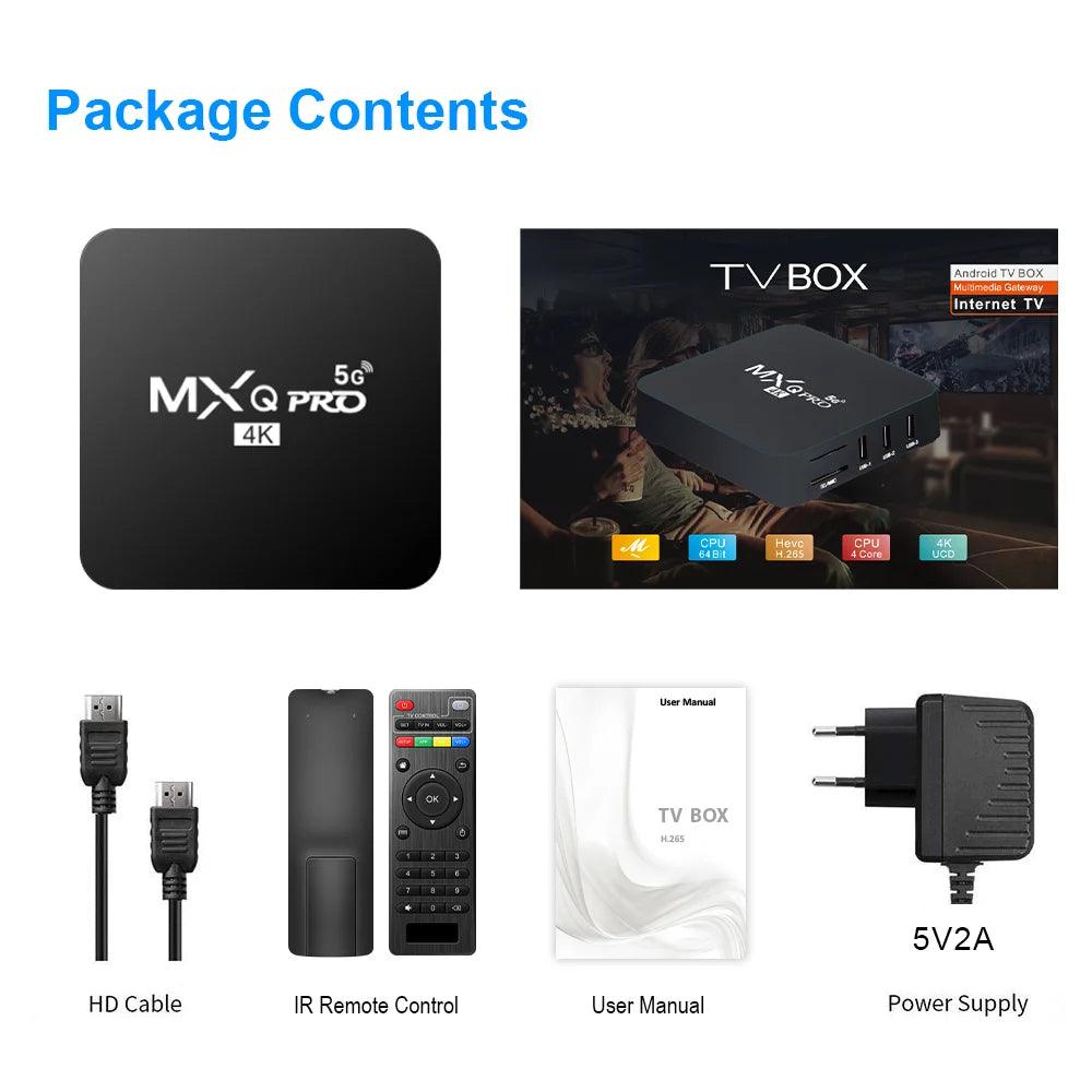 Novo Smart TV Box MXQ-PRO 4K HD Android 10.0 Smart TV Box 2.4/5G Dual-WIFI 3D Video Media Player Home Theater TV Set-top Box