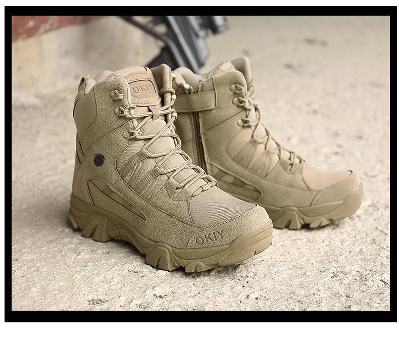 Men's Platform Boots Ankle Boots for Mens Desert Waterproof Working Safety Shoes Outdoor Hiking Shoes Men Climbing Boots 2024