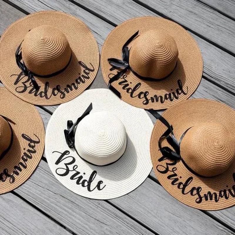 Bride summer autumn beach floppy sun hat pool Wedding Bachelorette hen Party Bridal Shower decoration bridesmaid proposal gift