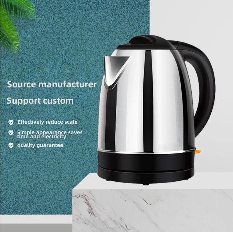 2.0L stainless steel electric kettle Silver gray Base Separation Desion Rust-resistant Durable for Home Office During Travel