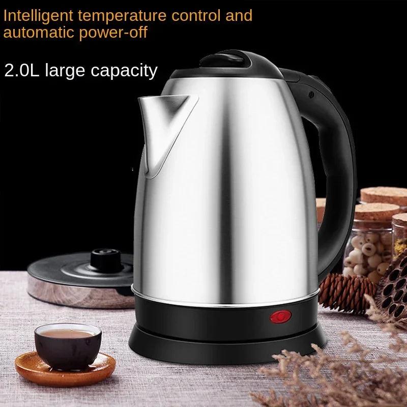 2.0L stainless steel electric kettle Silver gray Base Separation Desion Rust-resistant Durable for Home Office During Travel