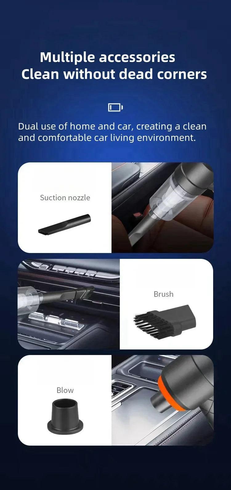 Car Wireless Vacuum Cleaner Portable Strong Suction Home Cleaning Equipment Handheld Dust Collector Mini Car Dust Blower